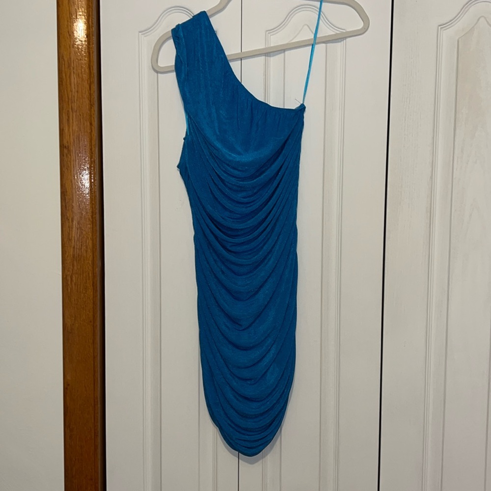 Blue dress.